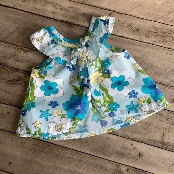 Gymboree Floral Ocean Top Blue 12 18 months - Picture 1 of 4